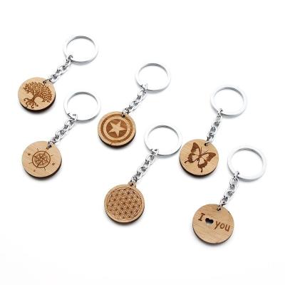 China Fashion Wooden Love You Key Ring Key Chain Display Start Key Ring Decoration For Women Man Wood Key Chain Housewarming Gift for sale