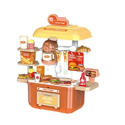 China Pretend Play Toy Set Mini Shopping Cart Hamburg Fast Food Model Toy Set For Kids Kitchen Pretend Toy for sale