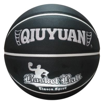 中国 PU Black basketball ball sporting goods oem acceptable low price indoor outdoor gifts promotional customized logo basketball ball 販売のため