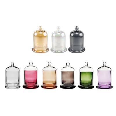 China Trust Handmade Ion Plating Color Spraying Aromatherapy Bell Perfume Bottle Cover Candle Jar Glass Mug for sale