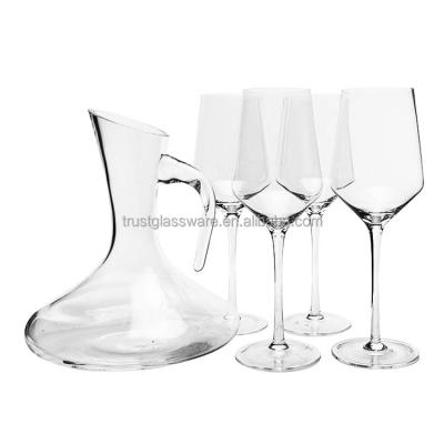 China Wholesale Hand Blown Cute High Quality Stocked Clear Stocked Wine Decanter Glass Sets for sale