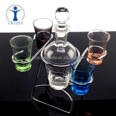 China New Classic/Postmodern Wholesale High Quality Machine Made Wine Set 5 Pieces Coloful 60ml Personalized Shot Glass for sale