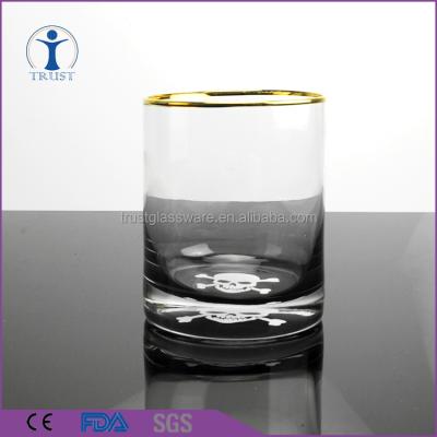 China China Factory Custom Cheap Home Tableware High Quality Straight Whiskey Glass Eco-friendly With Gold Rim for sale