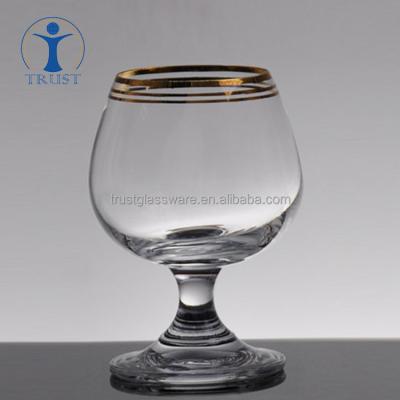 China New high quality cheaper eco-friendly decoration classic/postmodern porcelain gold and etched brandy glass of balloon glass for sale