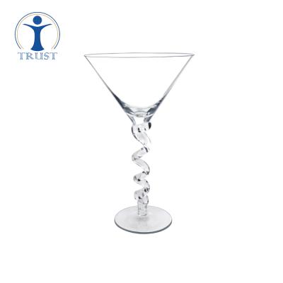 China China Size Sparkling And Crystal Clear Smart Grade Customized Spiral Stem Cocktail Martini Glass for sale