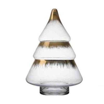 China Shanxi Factory Stocked High Quality Christmas Ornaments Trees Shaped Clear Glass Jar for sale