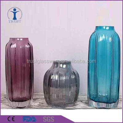 China Newest Developed Cylindrical Home Decoration Art Blue Red Colored Glass Modern Tall Flower Vases Wholesale for sale