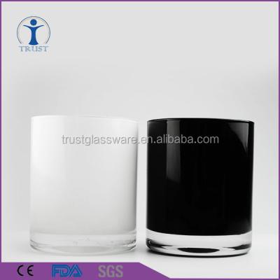 China Wholesale Candle Glass Jar Home Decoration Colored Mini Black 400ml White Cheap Glass Candle Jars Custom Made for sale