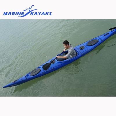 China Outdoor Tour New Design Customers Customize Length 500Cm Canoe Sea Sit Inside Sea Kayak Single for sale