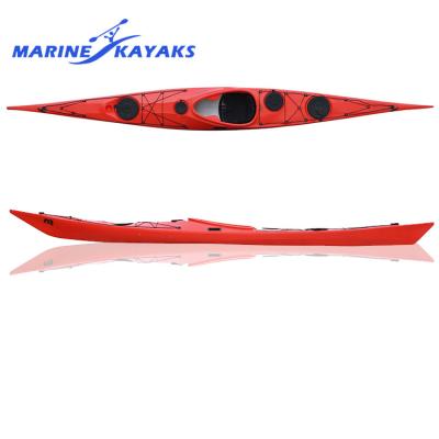 China Outdoor Tour Lldpe Single Cheap Sit On Fiberglass Sea Kayak For Sale Made In China for sale