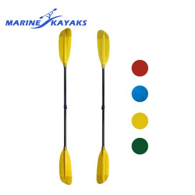 China Eco-Friendly Watersports Whitewater Strong Kayaking Paddle With Yellow Translucent Fiber Blade And Carbon Shaft Angler Kayak Paddle for sale