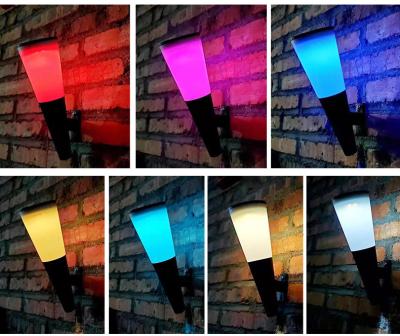 China RGB colors solar led wall lamp motion sensor maual color changing Landscape decorative wall lamp for sale