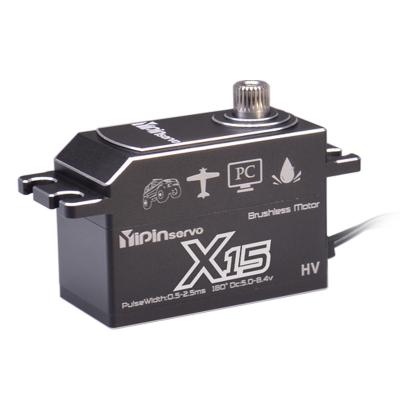 China Yipinservo X15 15KG Radio Control HT Digital Brushless Servo Motor with 25T Arm for RC Drift Car Robot Airplane Wing for sale