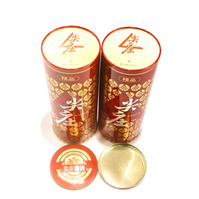 China Wine Round Wine Tin Canister Cylinder Metal Tin Canister Alcohol Bottle Gift Packaging Tin Cans for sale