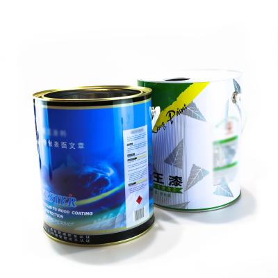 China Paint 4L Round Shape Metal Paint Tin Bucket With Lid Custom Tin Container for sale