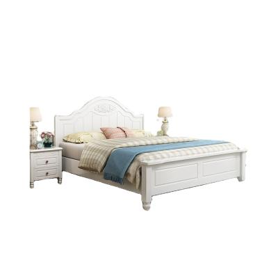 China Customizable White Color Customizable White American Style Furniture Bedroom Furniture Solid Wood King Size Bed for sale