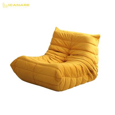 China Wholesale Living Room Yellow Floor Sofa Chair Fabric Pleated Upholstery Boy's Sofa Chair Fabric Pleated Upholstery Soft Cozy Folding Lazy Couch Home Modular for sale