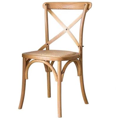 China Wholesale Stacking Dining Chair (Other) Vintage Adjustable Wooden Chair Cane Cross Back Cafe Chair Rattan Supply Manufacturer for sale