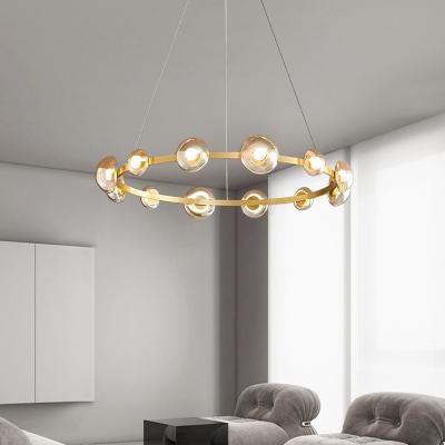 China Modern Glass Dome Chandelier Pendant Light Copper Ring Pendant Light for sale