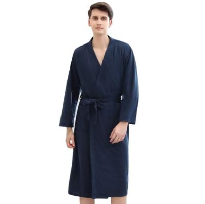 China Waffleburger soft QUICK DRY cotton plain long robe pajamas autumn and winter bathrobe male plus size and raise a bathrobe for sale