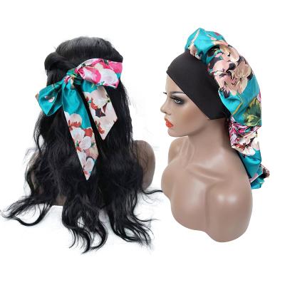 China Factory wholesale soft\comfortable satin sleep cap hood silky durag set floral print 3 in 1 for sale