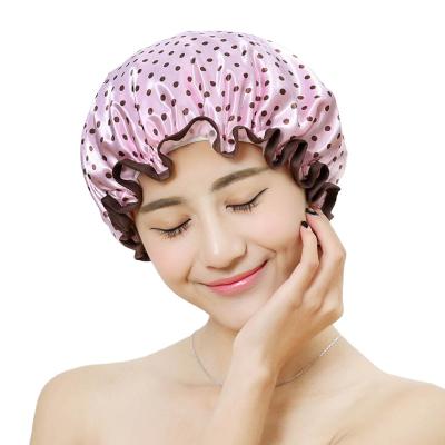 China High Quality Water Proof Double Layers Stocked Elastic Shower Cap For Women for sale