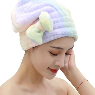 China Viable Wholesale Coral Fleece Hat Towel Shower Cap Quick Dry Bath for sale