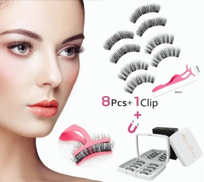 China Natural Magnetic 3D Eyelashes No No Stick Slim Flexible Magnetic Eyeliner False Eyelashes With Acrylic Storage Box for sale