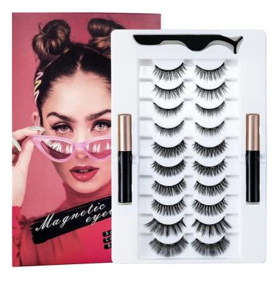 China Natural 10 Pairs Waterproof Magnetic Eyelashes Russian Volume False Eyelashes False Eyelashes Easy To Use Magnet Magnetic for sale