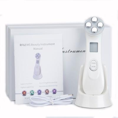 China Beauty ultrasonic facial device 5 in 1 electroporation EMS photon microcurrent+RF+led for sale