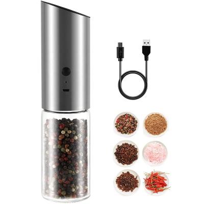 China USB Rechargeable Adjustable Coarse Kitchen Stainless Steel Spice Grinder Salt Pepper Mill Electric Pepper Grinder for sale