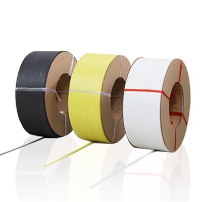 China Machine packing Yongsheng manufacturer manual 12mm printed tape zuncho fleje cardboard plastic binding packing white belt pp strapping tape roll for sale