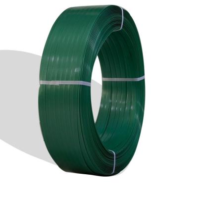 China Manual Wrapping High Strength Green Embossed Plastic Polyester Band Pet Strap For Carton Packing for sale