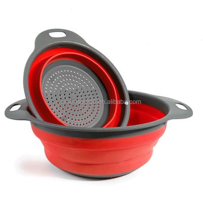 China Sustainable PP Silicone Food Drainer Fruit Washing Strainer Folding Vegetable Wash Basket for sale