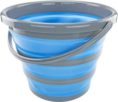 China 10L Round Collapsible Bucket Sustainable Plastic Silicone Folding Bucket for sale