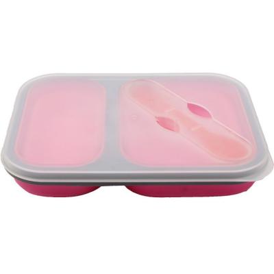 China High Quality Two Folding Practical Silica Gel Lunch Sealed Box Collapsible Fresh-keeping Food Container for sale