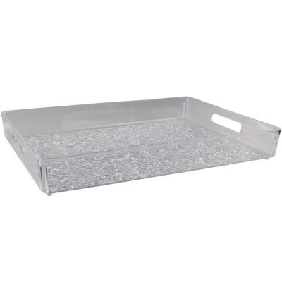 China Viable Most Selling New Design Glass Products Glass Water Cup Tray Decorative Gift Clear Crackle Plastic Tray for sale