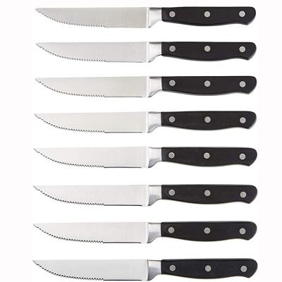 China Viable Hot Saling Black Steak Knife 8 Pieces Kitchen Knives Tools Stainless Steel New Set For Kitchen for sale