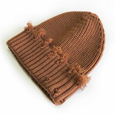 China COMMON 2021 New Arrive Wholesale Popular Distressed Winter Women Wool Knitted Beanie Hat for sale