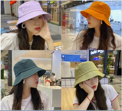 China Pain Fashion Fisherman Hat For Women Men Plain Reversible Cotton Sunscreen Sunscreen Portable Bucket Hats for sale