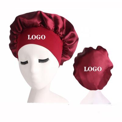 China Custom Logo Women's Custom Logo Bonnet Double Layer Satin Hair Accessories Free Satin Bonnet Good Quality for sale