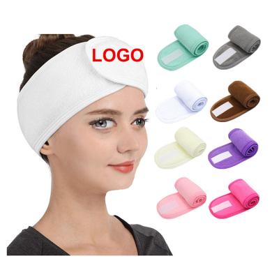 China Eco-Friendly Customize Logo Elastic Wash Embroidered Hair Band Headband Spa Bath Headbands Makeup Face Hairbands Spa Headband for sale