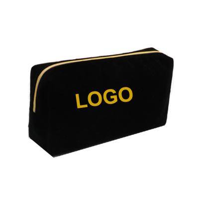 China Wholesale Custom Premium Waterproof Embroider Cosmetic Pouch Makeup Velvet Travel Toiletry Women's Cosmetic Bag for sale