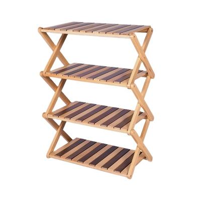 China Sustainable outdoor camping picnic garden  reunion portable easy to clean solid wood multilayer fold shelf for sale