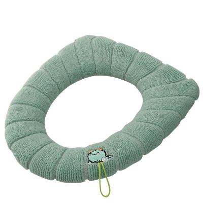 China Sustainable toilet seat cushion comfortable soft washable cover winter toilet pad four seasons thickened toilet cover knitting for sale