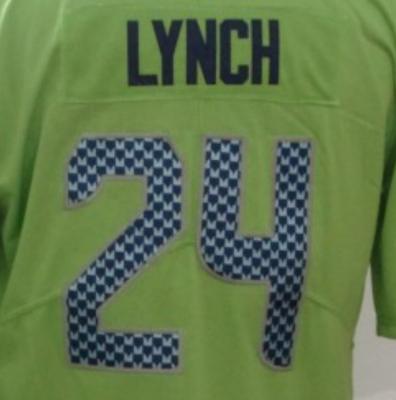 China Marshawn Lynch Green Antibacterial Best Quality Embroidered American Football Jersey for sale