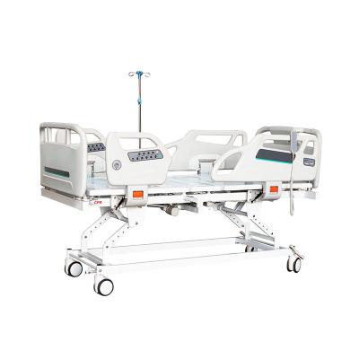 China 2 Functions Hot Selling ICU 5 Medical Function Electric Hospital Nursing Bed With Folding Casters Nurses Beds for sale