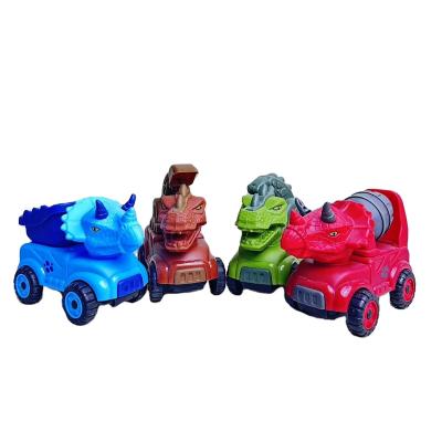 China Cartoon Toys New children's dinosaur inertial deformation car impact fall-resistant small car construction engineering car model candy toy for sale