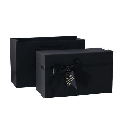 China Black Recyclable Bow Box Business Lid Gift Maker Massager Gift Box Birthday Envelope Square Gift Box for sale