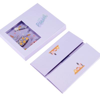 China Recyclable Cosmetic Purple Perfume Aromatherapy Gift Box Hand Packaging Empty Gift Box for sale